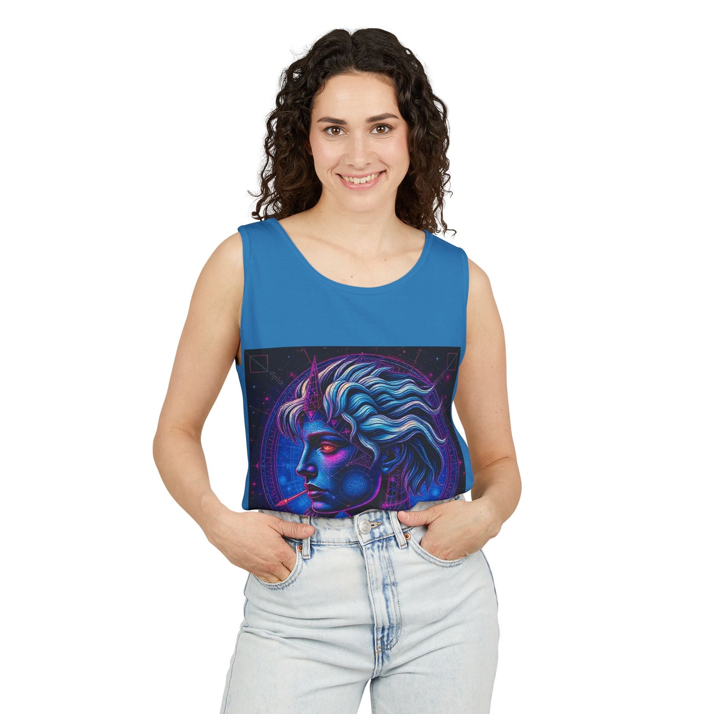 Unisex Garment-Dyed, Tank Top, Gemini, Pop Art v1, 100% US cotton