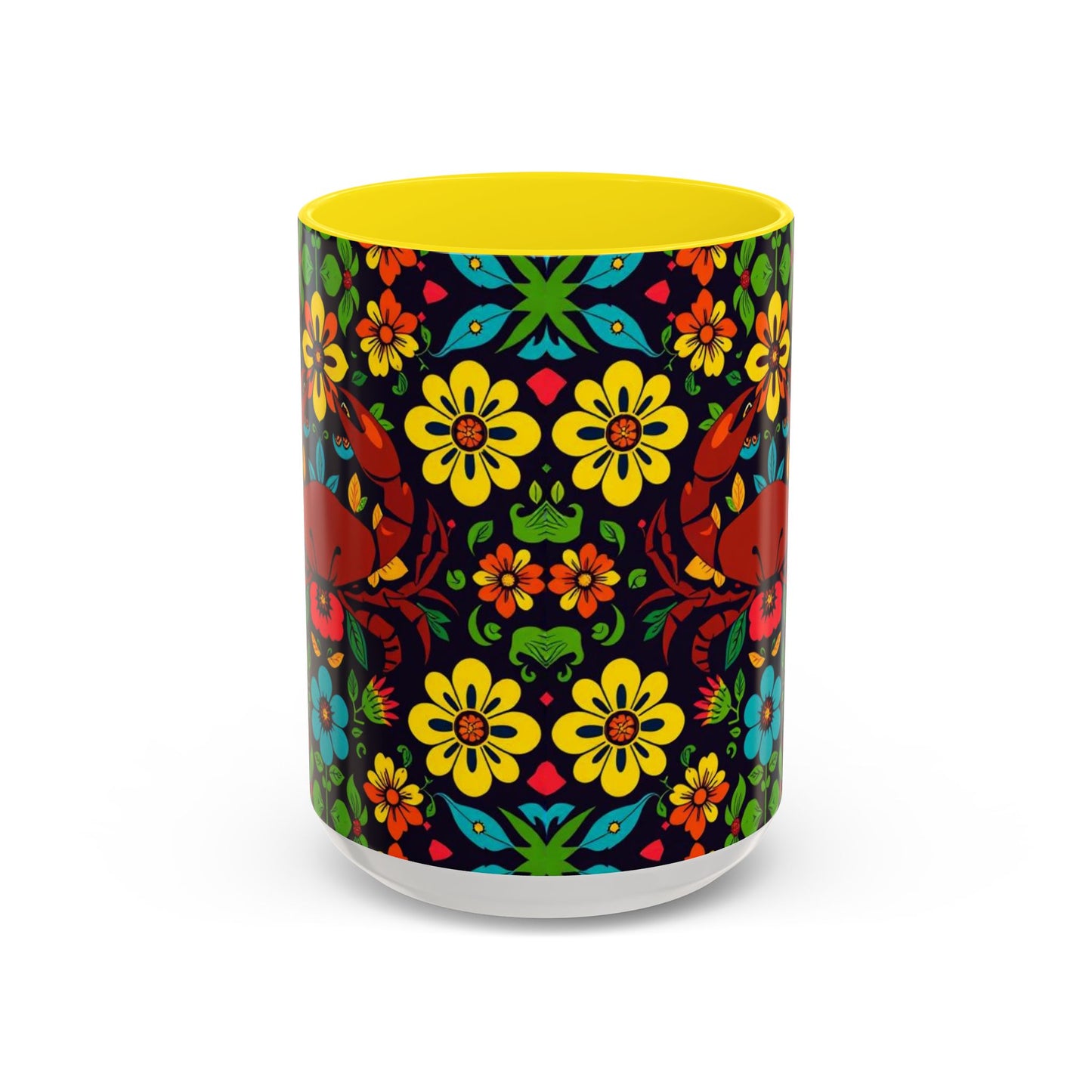 Accent Coffee Mug, Cancer, Zodiac v2, Flower Pattern, (11, 15oz)