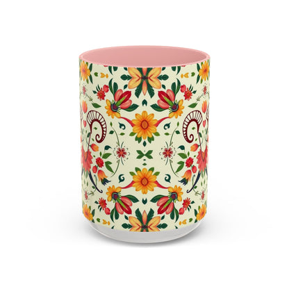 Accent Coffee Mug, Aries, Zodiac, Flower Pattern, (11, 15oz)