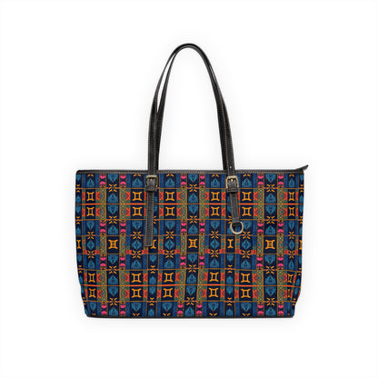 Leather Shoulder Bag, Gemini, Zodiac, Shapes Pattern