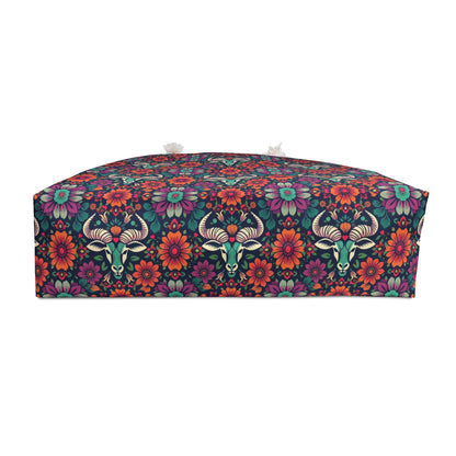 Weekender Bag, Taurus, Zodiac v4, Flower Pattern