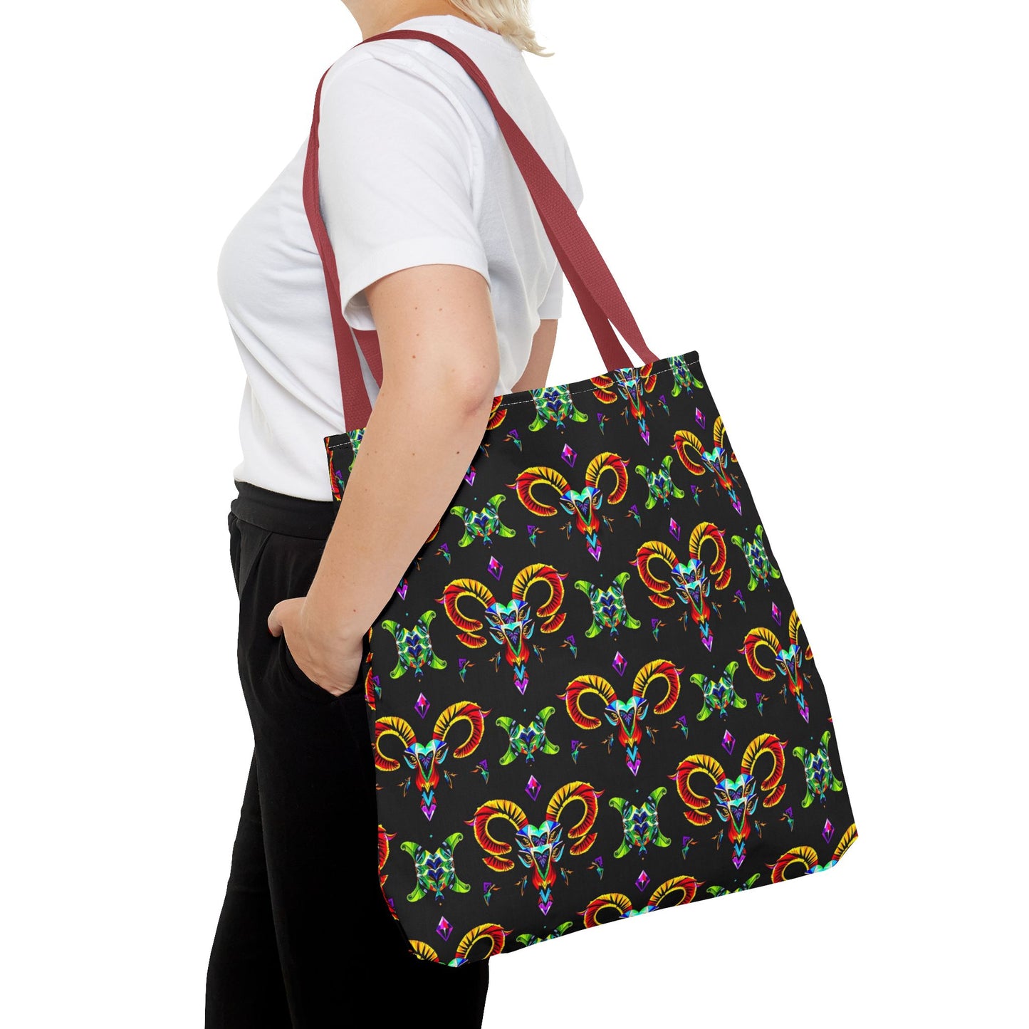 Tote Bag (AOP), Aries, Zodiac, Jewel Pattern