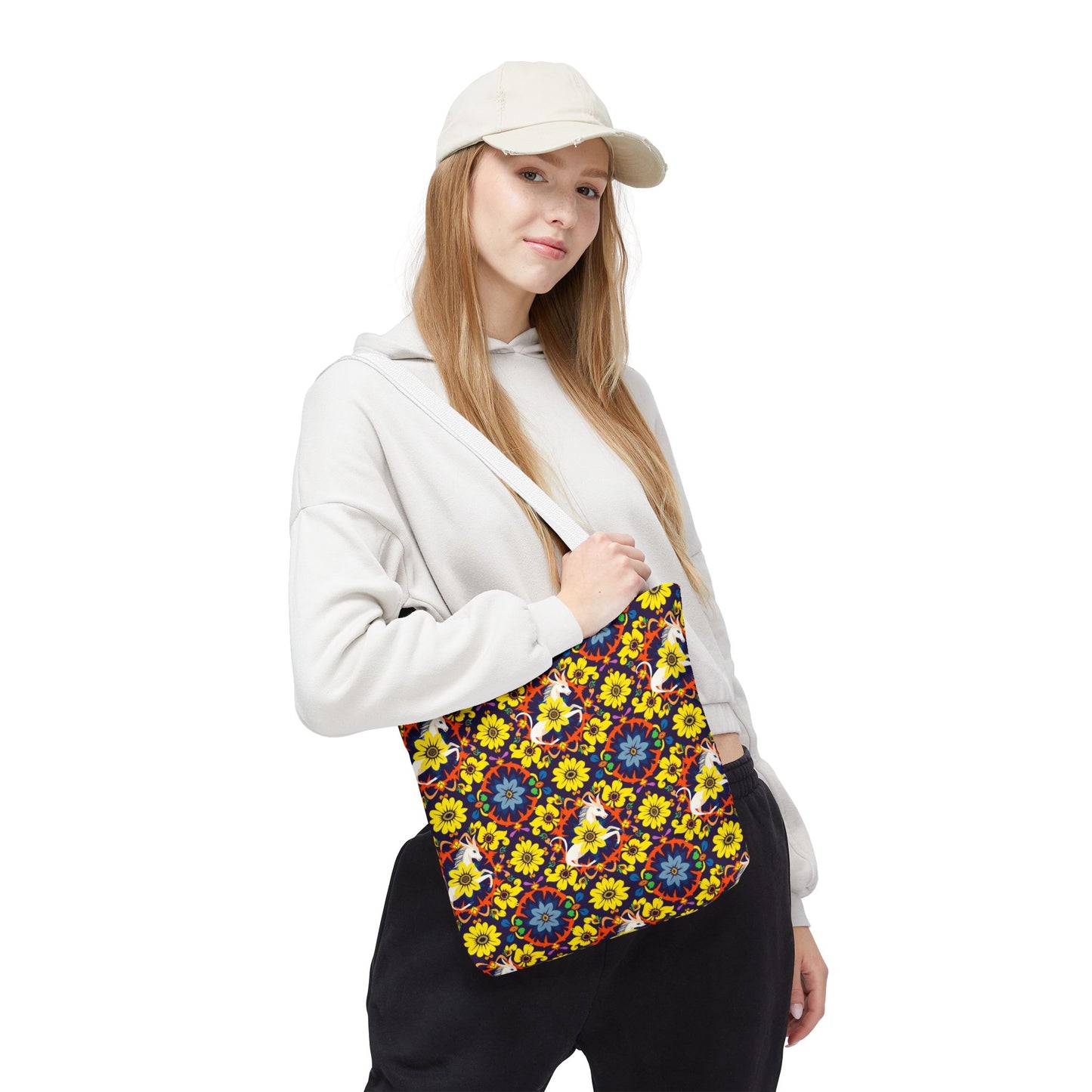 Tote Bag (AOP), Aquarius, Zodiac v1, Flower Pattern