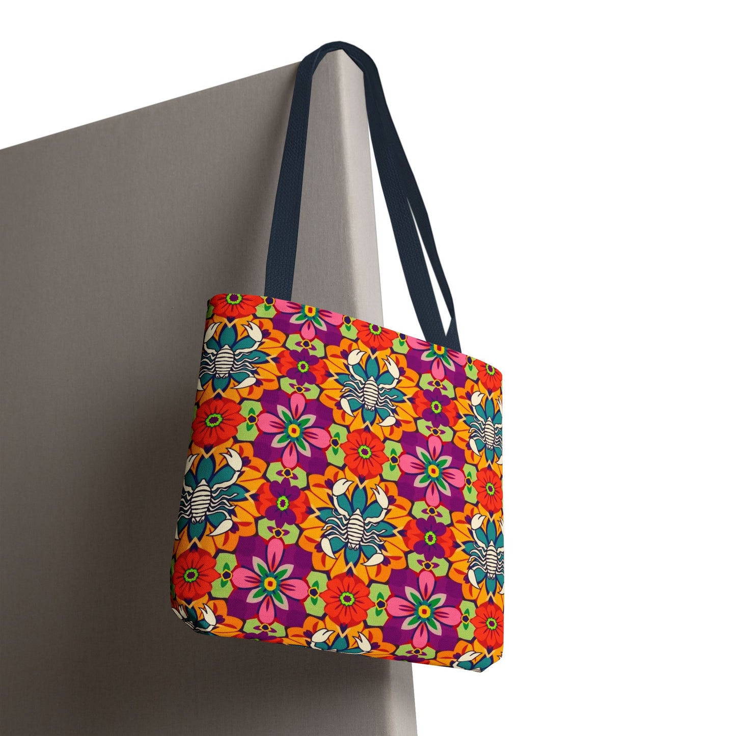Tote Bag, (AOP), Scorpio, Zodiac v3, Flower Pattern