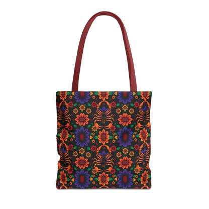 Tote Bag, (AOP), Scorpio, Zodiac v6, Flower Pattern