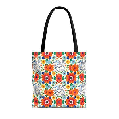 Tote Bag (AOP), Virgo, Zodiac v1, Flower Pattern
