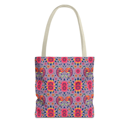 Tote Bag (AOP), Pisces, Zodiac v2, Flower Pattern