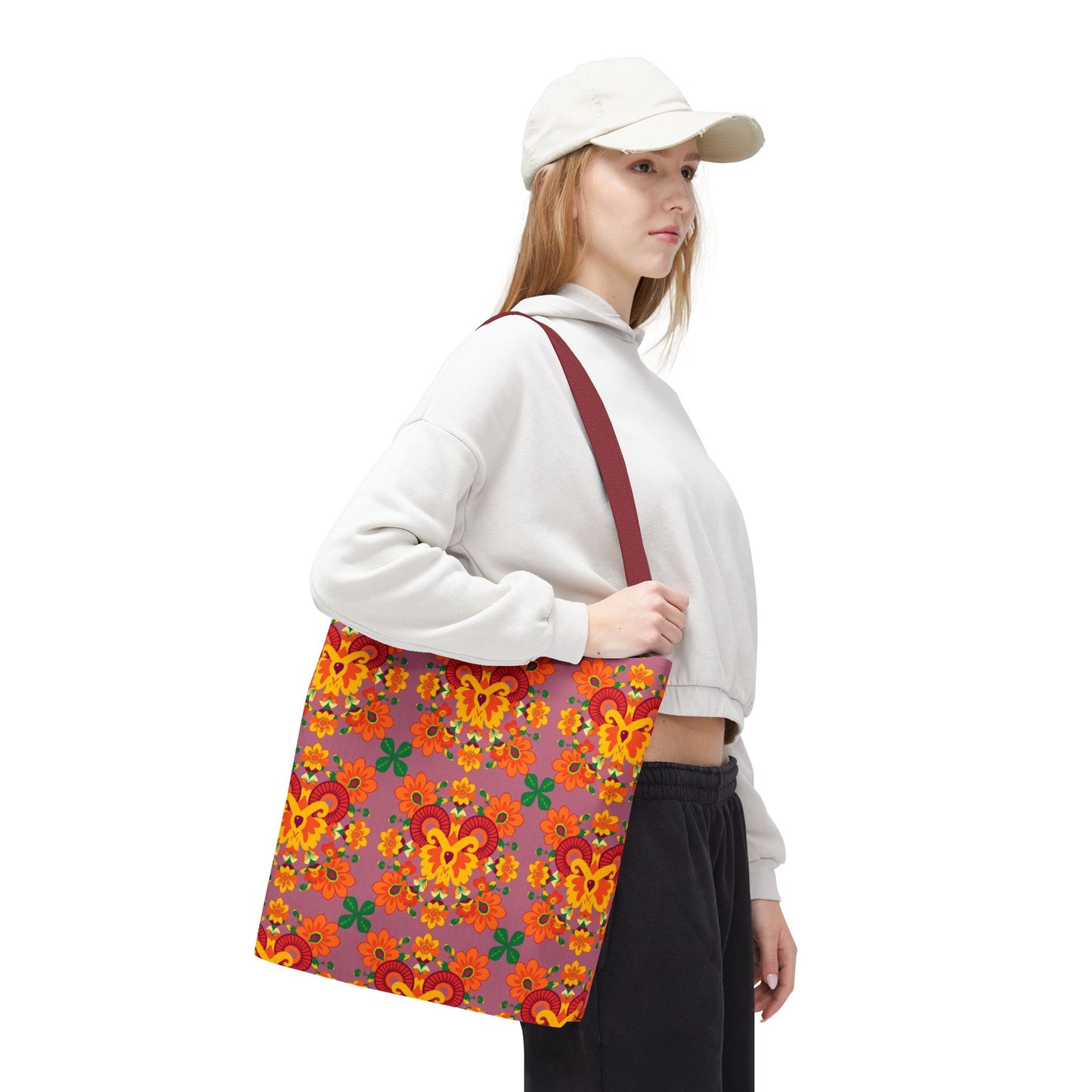 Tote Bag (AOP), Aries, Zodiac v1, Flower Pattern