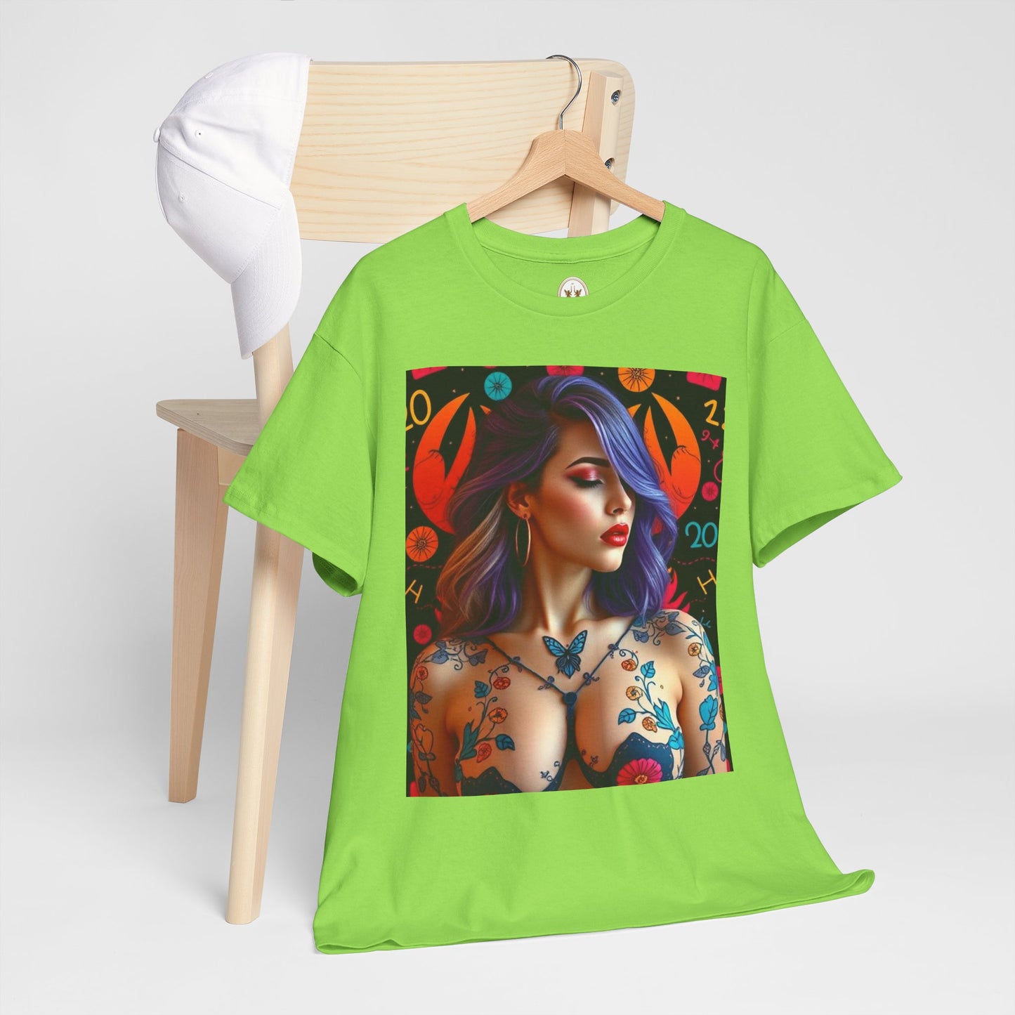 Unisex Heavy Cotton T-Shirt, Cancer, Zodiac, Sexy Art