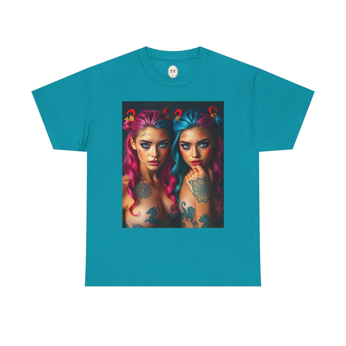 Unisex Heavy Cotton T-Shirt, Gemini, Zodiac v1, Sexy Art