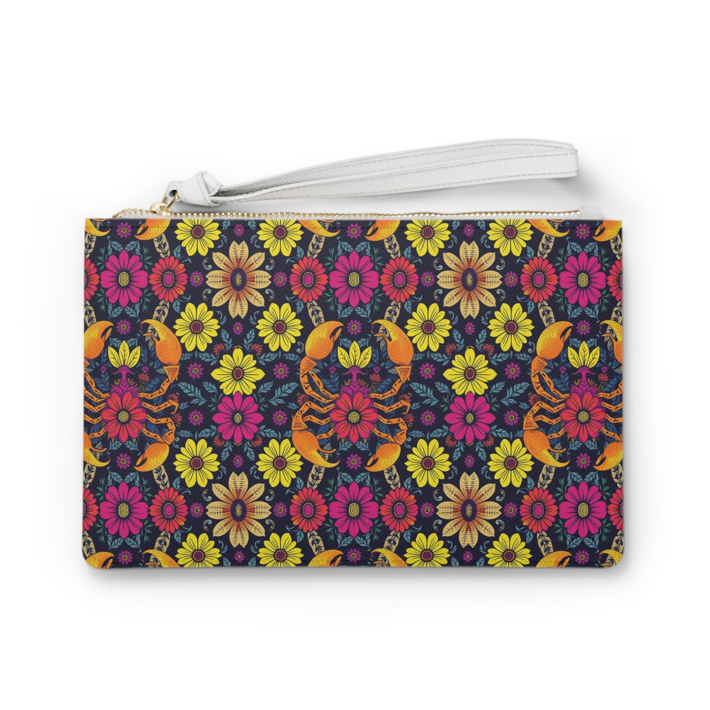 Clutch Bag, Scorpio, Zodiac v3, Flower Pattern