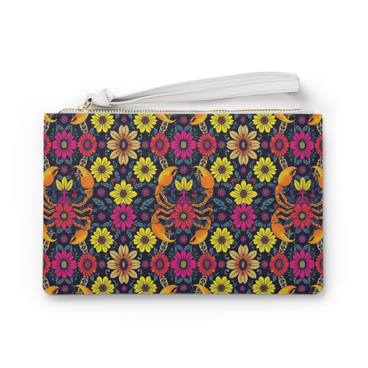 Clutch Bag, Scorpio, Zodiac v3, Flower Pattern