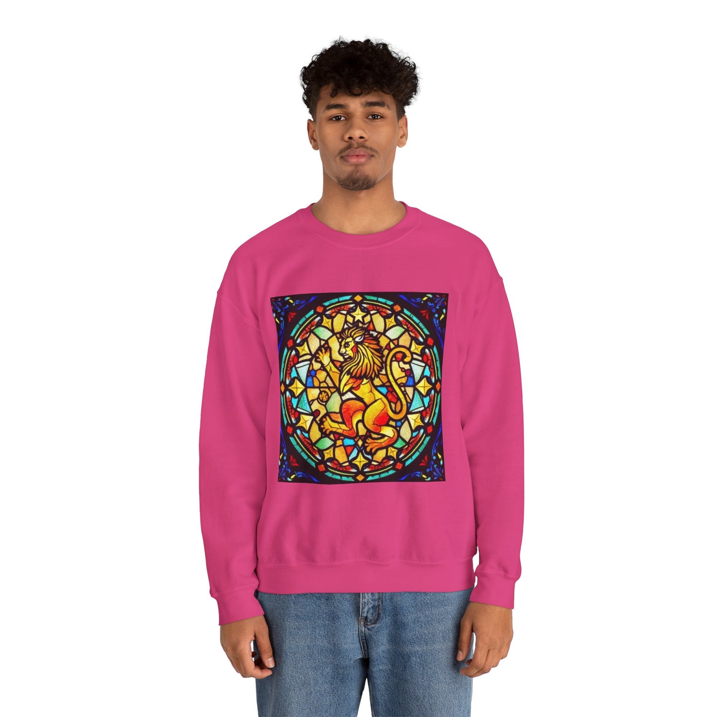 Unisex Heavy Blend™ Crewneck Sweatshirt, Glass 1, Leo Zodiac Design