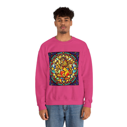 Unisex Heavy Blend™ Crewneck Sweatshirt, Glass 1, Leo Zodiac Design