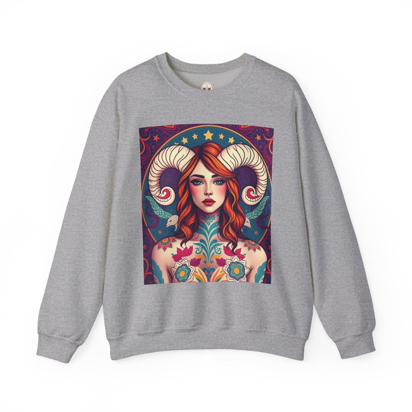 Unisex Heavy Blend™ Crewneck Sweatshirt, Aries, Zodiac v1, Sexy Pattern