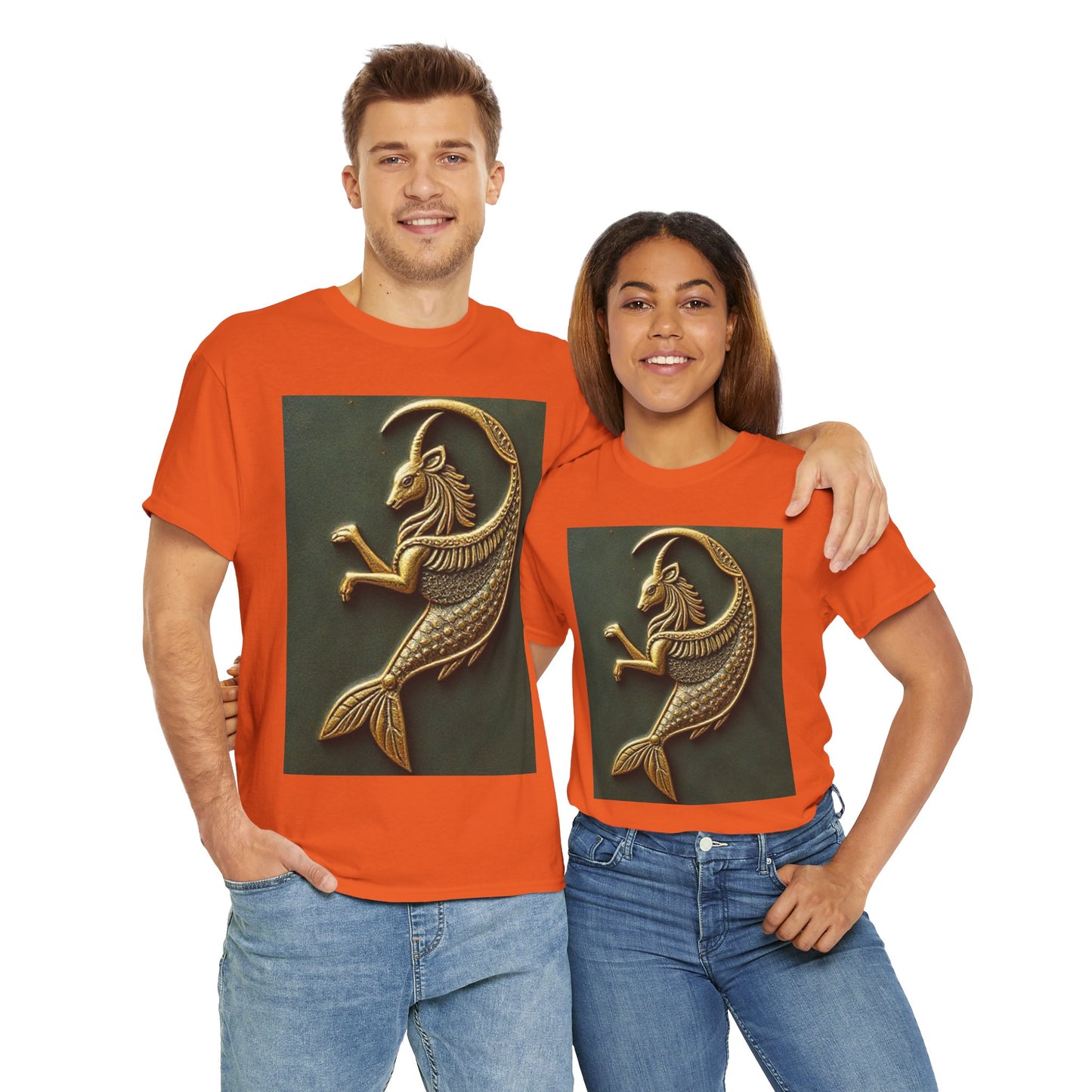 Unisex Heavy Cotton T-Shirt, Capricorn Animal v1, Symbol, Zodiac Design