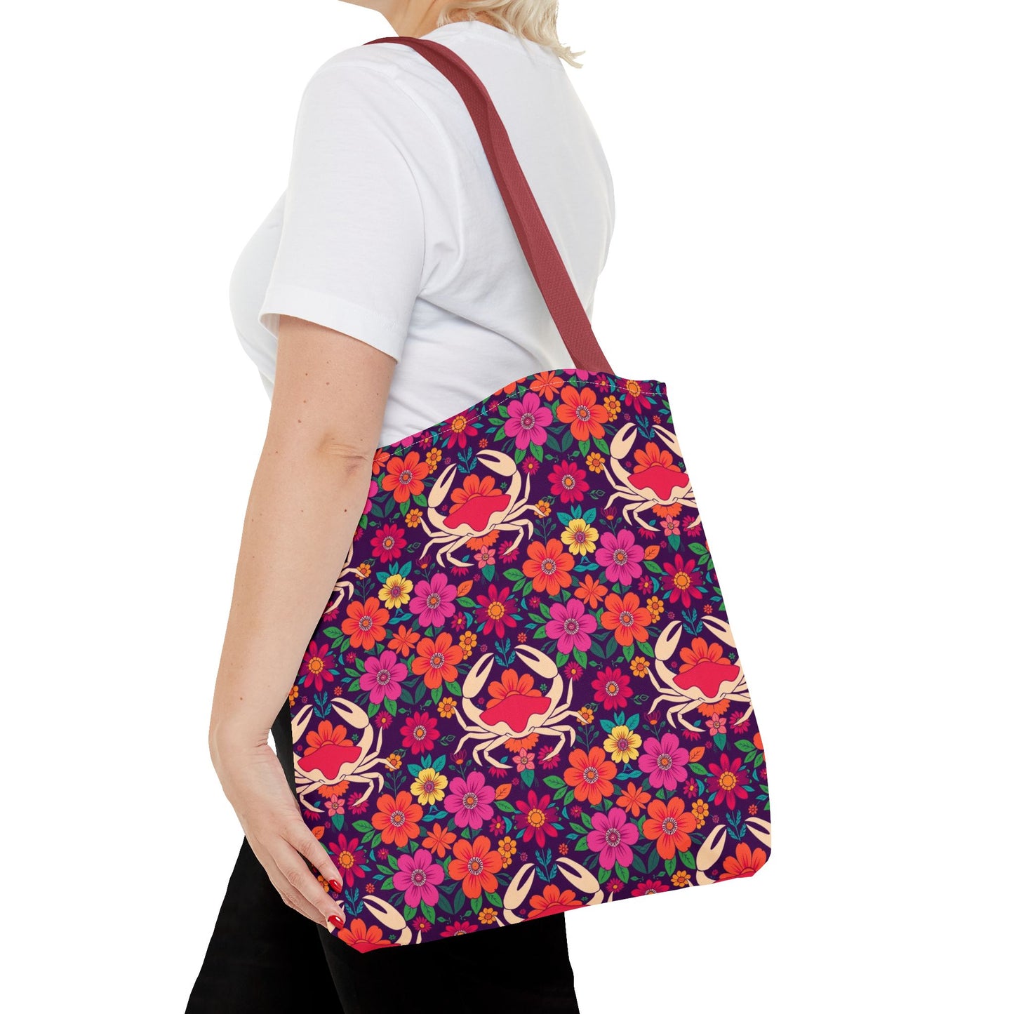 Tote Bag (AOP), Cancer, Zodiac, Flower Pattern
