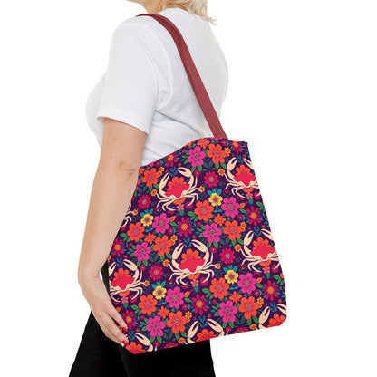 Tote Bag (AOP), Cancer, Zodiac, Flower Pattern