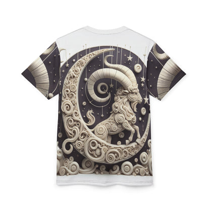 Unisex Cut & Sew T-Shirt (AOP), Capricorn Animal, Zodiac Design, Regular fit, 100% Polyester