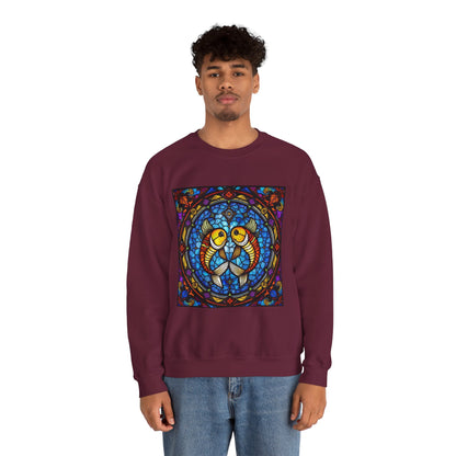 Unisex Heavy Blend™ Crewneck Sweatshirt, Glass 1, Pisces Zodiac Design