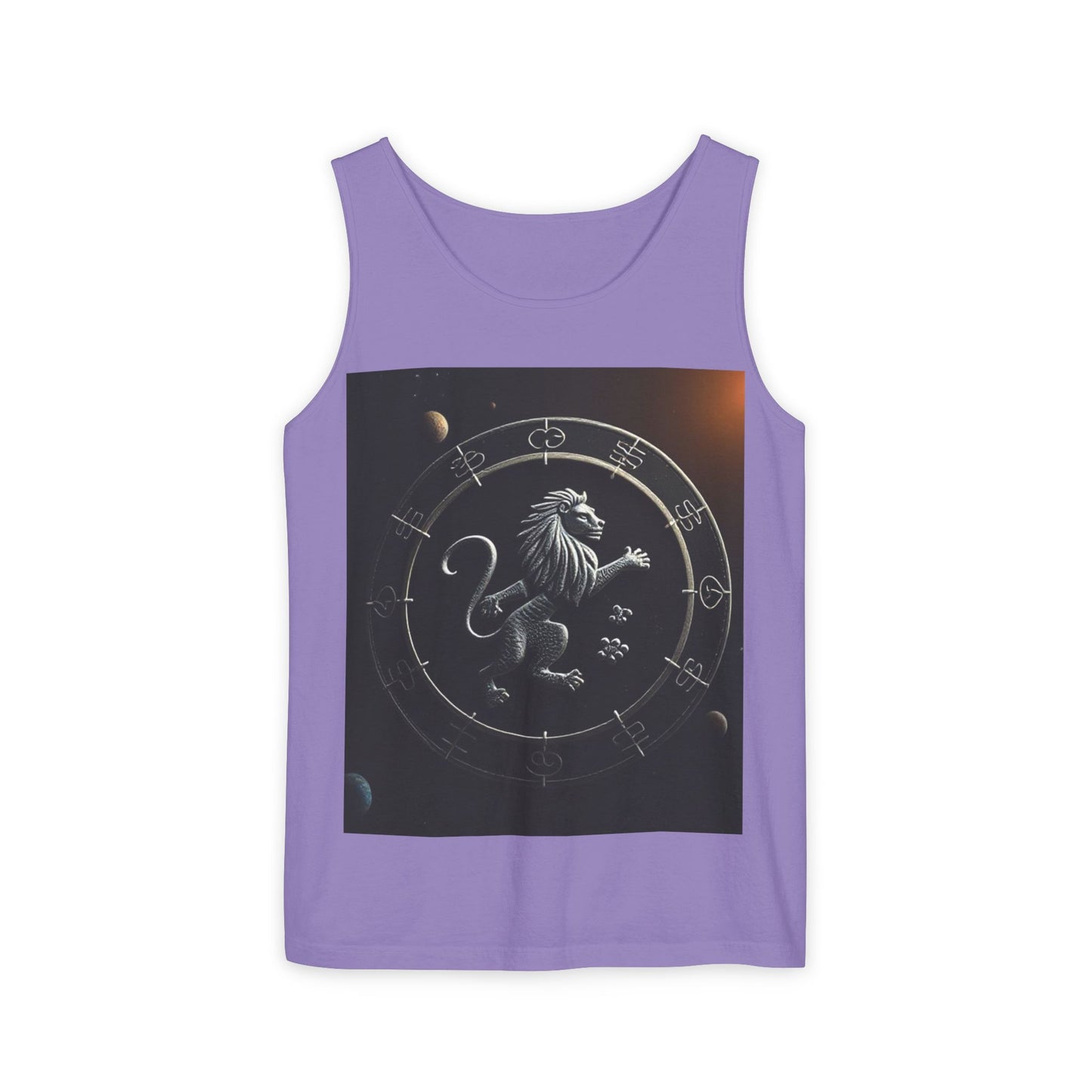Unisex Garment-Dyed, Tank Top, Leo Design, Space Animal, 100% US cotton