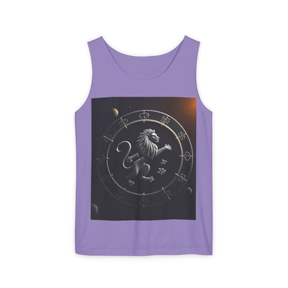 Unisex Garment-Dyed, Tank Top, Leo Design, Space Animal, 100% US cotton