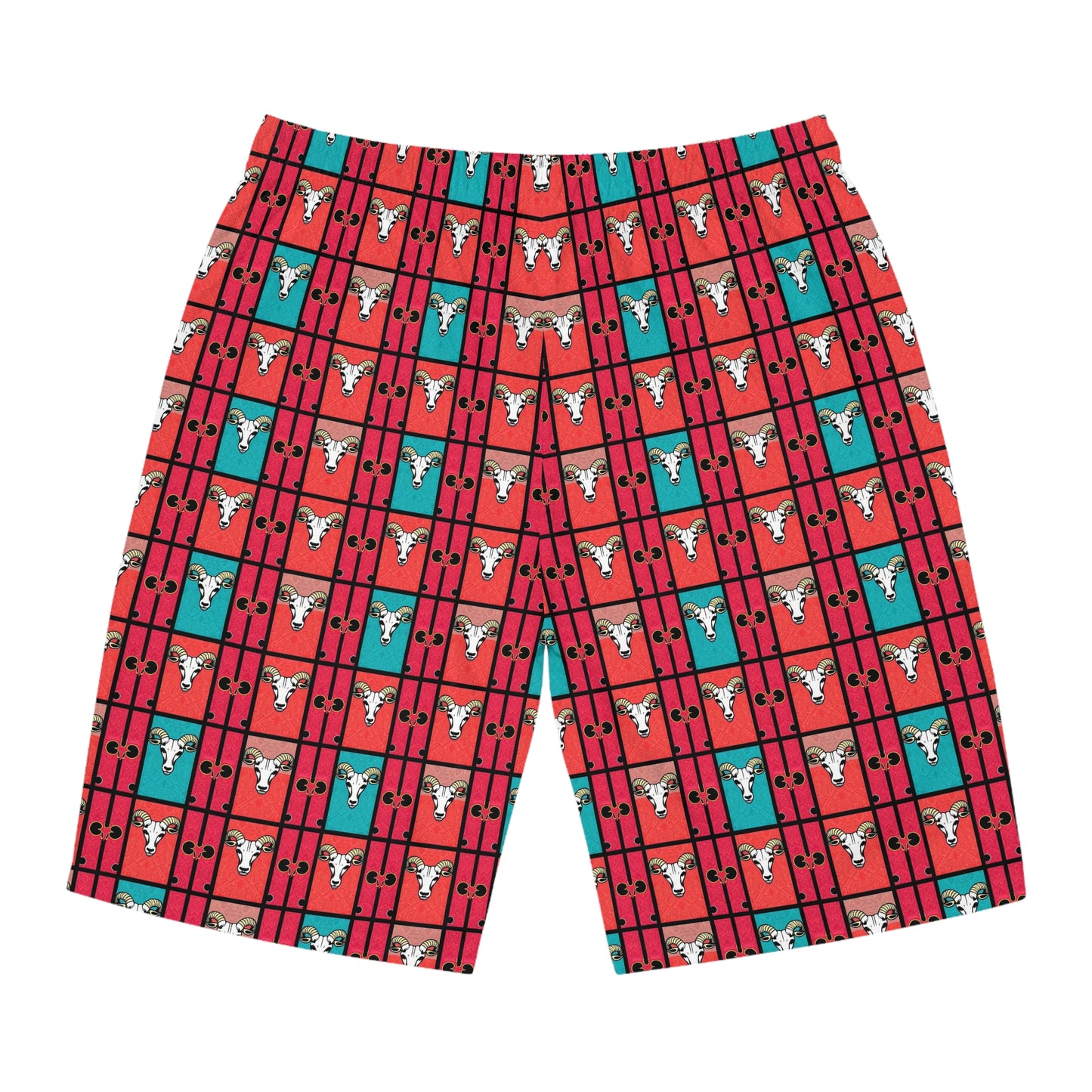 Men's Board Shorts, (AOP), Taurus, Zodiac v1, Shape Pattern