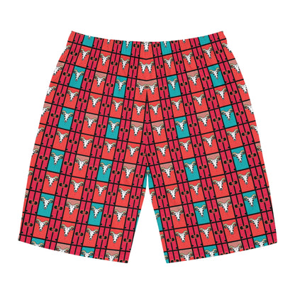Men's Board Shorts, (AOP), Taurus, Zodiac v1, Shape Pattern