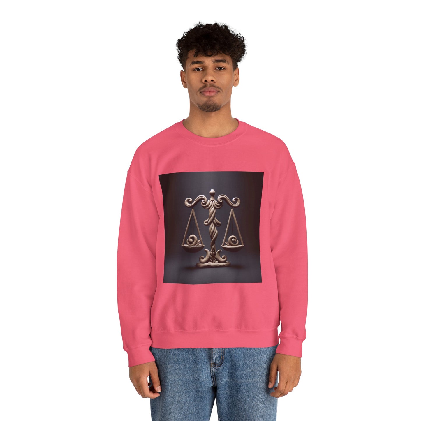 Unisex Heavy Blend™ Crewneck Sweatshirt, Brown Scale, Libra Zodiac Design
