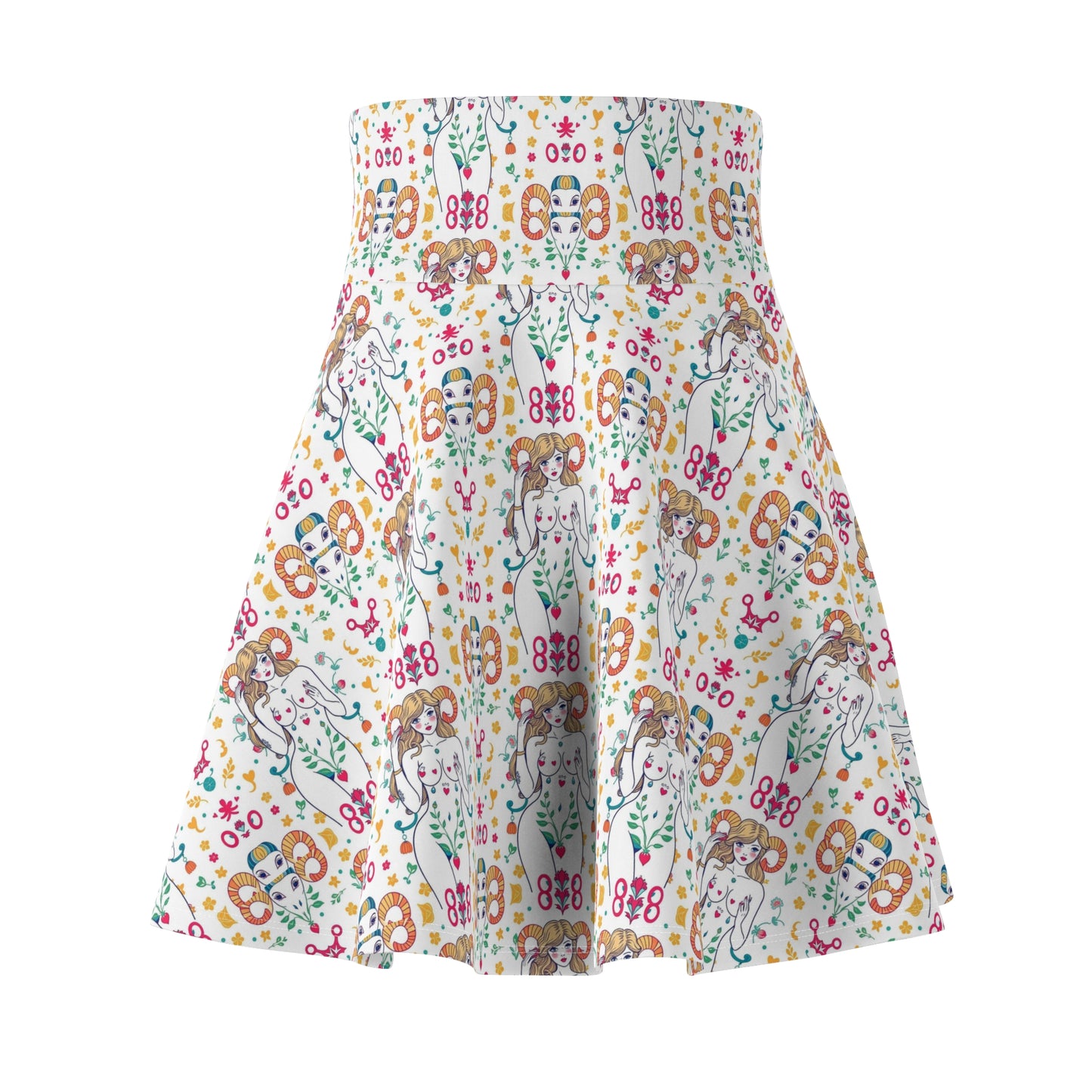 Women's Skater Skirt, (AOP), Aries, Zodiac, Sexy Pattern