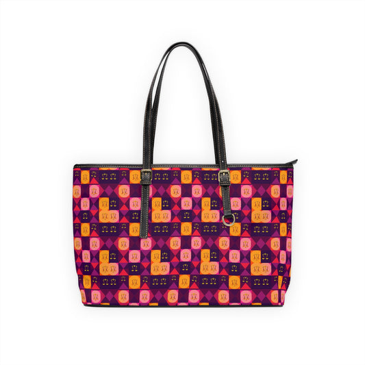 Leather Shoulder Bag, Libra, Zodiac v1, Shapes Pattern