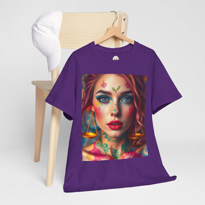 Unisex Heavy Cotton T-Shirt, Libra, Zodiac v1, Sexy Art