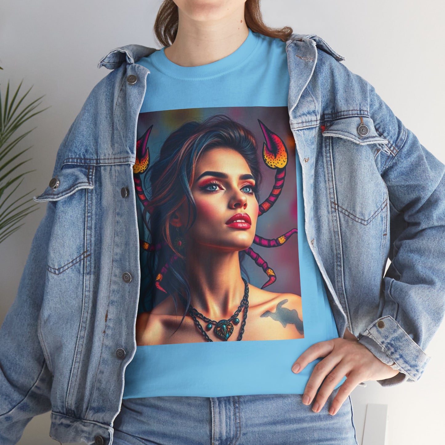 Unisex Heavy Cotton T-Shirt, Scorpio, Zodiac v2, Sexy Art