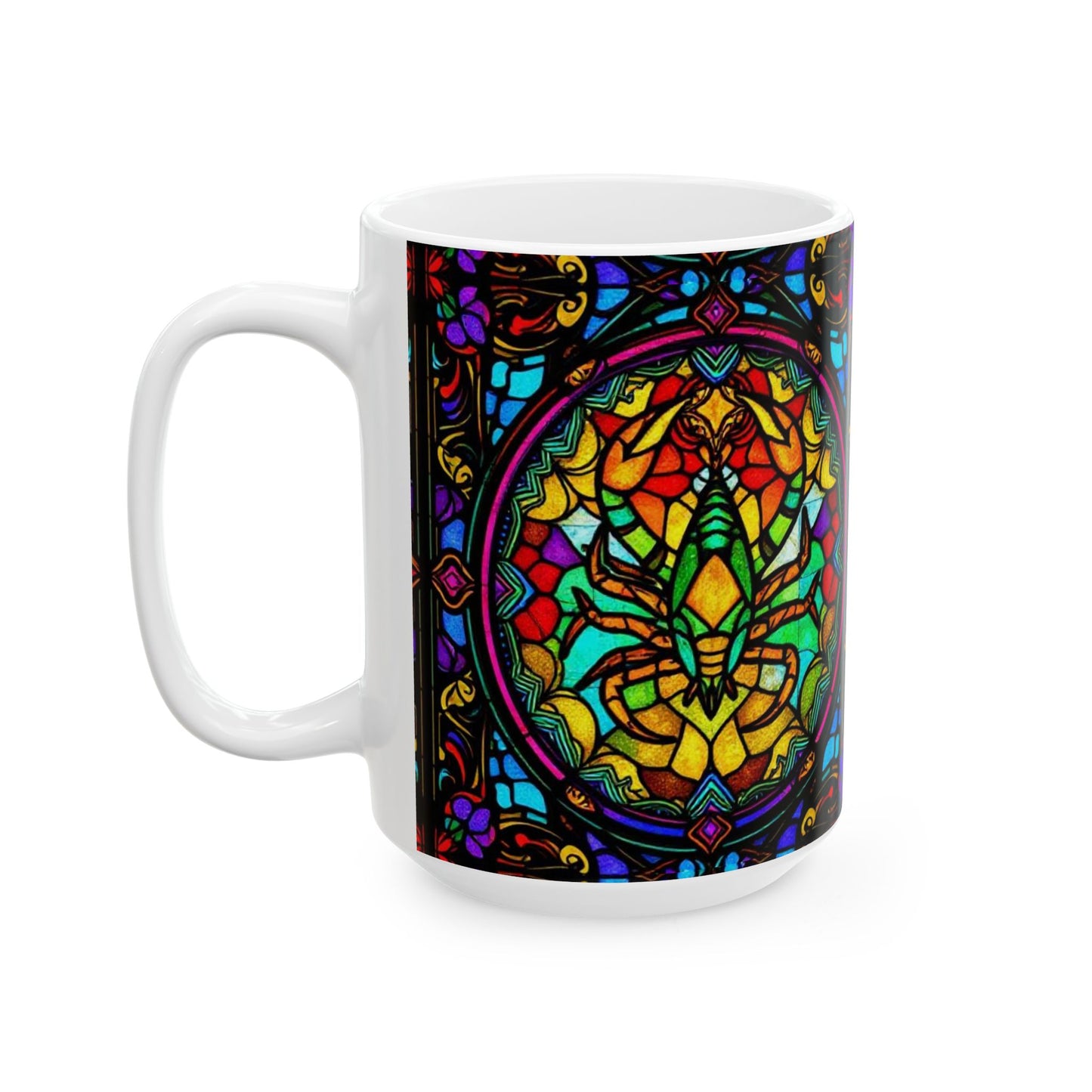 Ceramic Mug, (11oz, 15oz), Ceramic Coffee Mug, AOP, Glass Design, Scorpio Zodiac