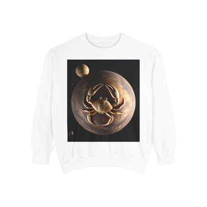 Garment-Dyed Sweatshirt, Unisex, Space Animal Design v1, Cancer