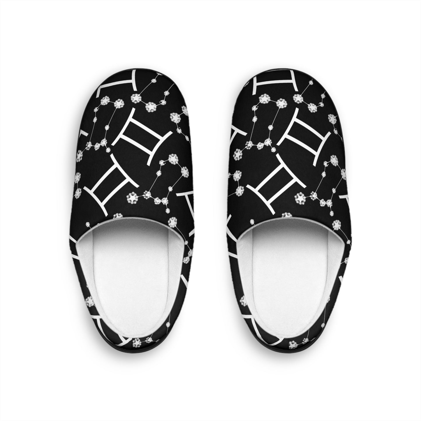 Women's Indoor Slippers, Gemini Zodiac Sign, 100% polyester, Outer-layer and lining