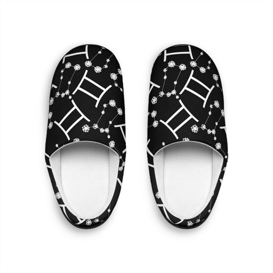 Women's Indoor Slippers, Gemini Zodiac Sign, 100% polyester, Outer-layer and lining