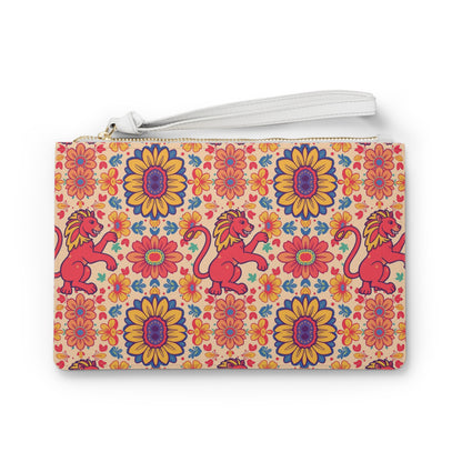 Clutch Bag, Leo, Zodiac v4, Flower Pattern