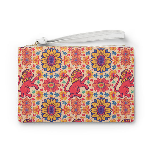 Clutch Bag, Leo, Zodiac v4, Flower Pattern