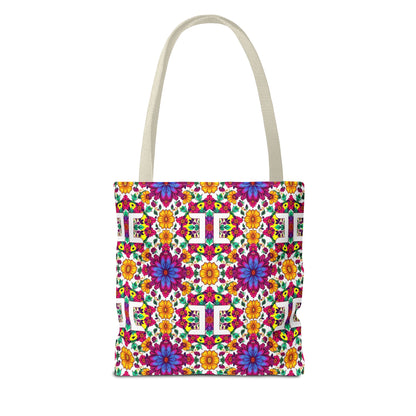 Tote Bag, (AOP), Gemini, Zodiac v3, Flower Pattern