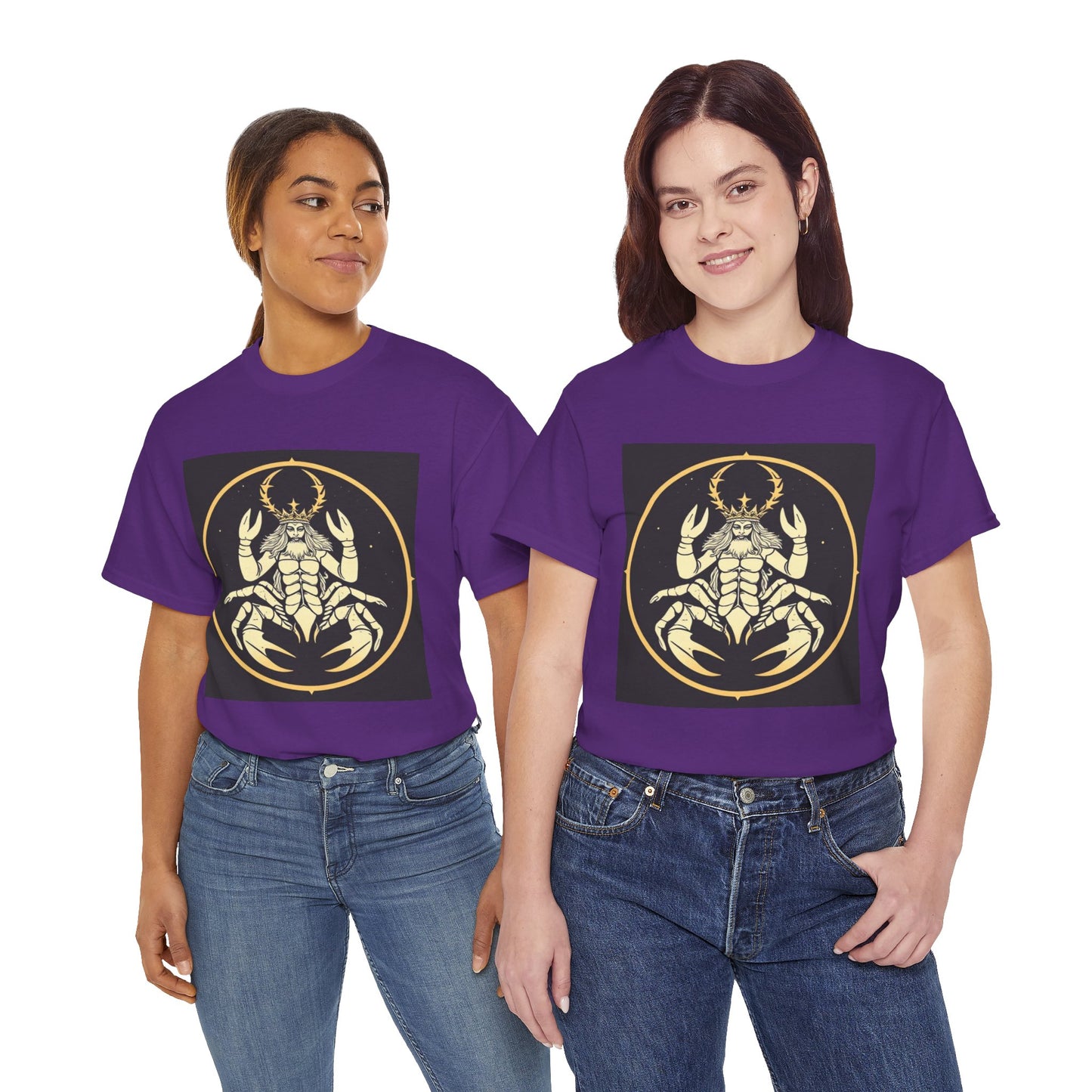 Unisex Heavy Cotton T-Shirt, Scorpio King, Print Art, Zodiac Design