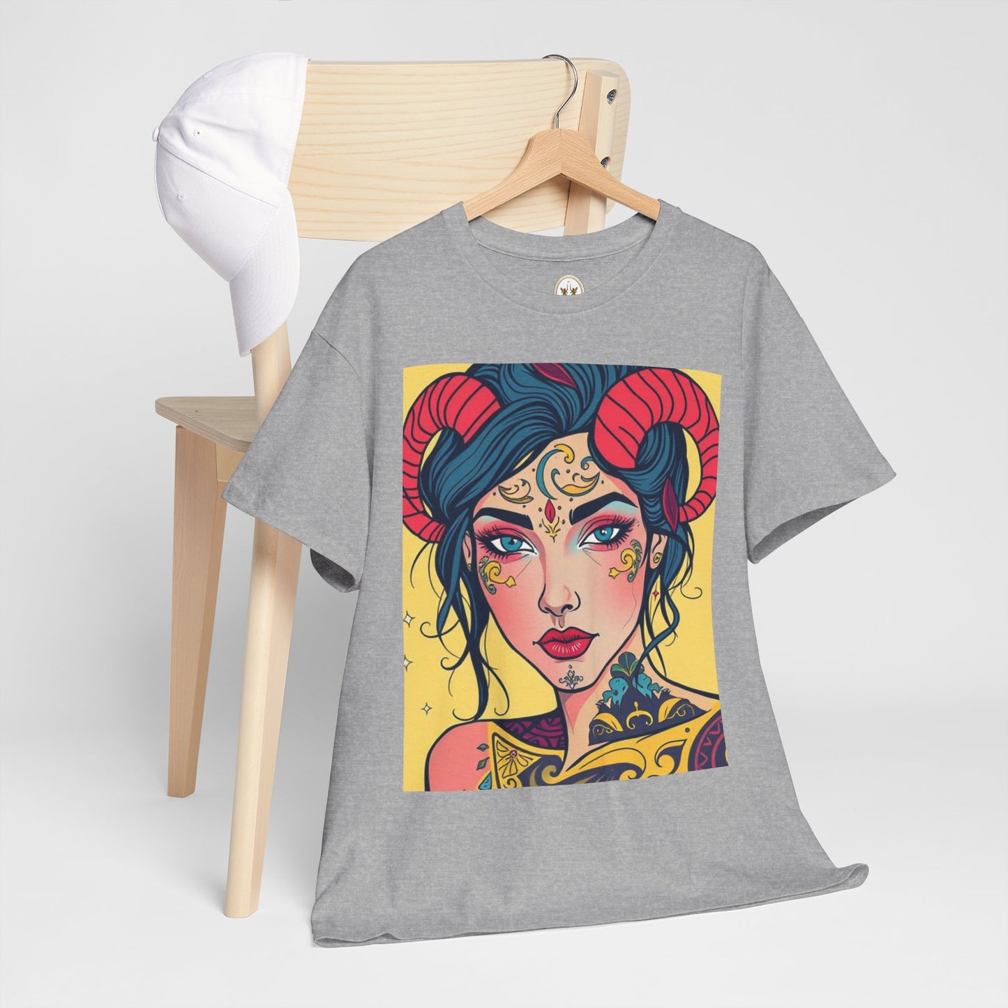 Unisex Heavy Cotton T-Shirt, Aries, Zodiac, Sexy Art