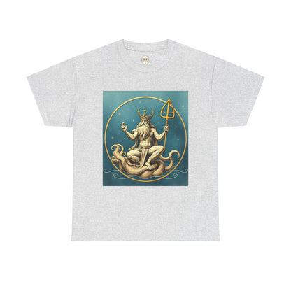 Unisex Heavy Cotton T-Shirt, Aquarius God 3v, Zodiac Design