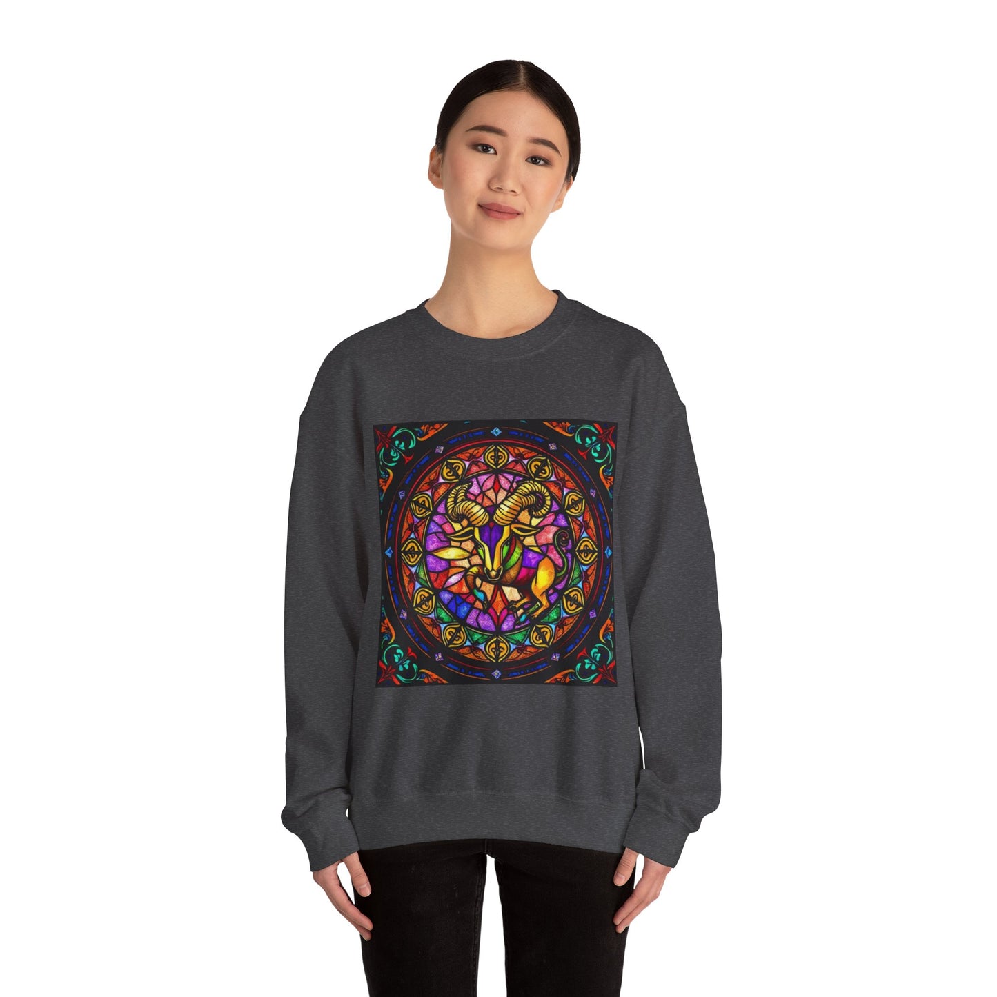Unisex Heavy Blend™ Crewneck Sweatshirt, Glass 1, Taurus Zodiac Design
