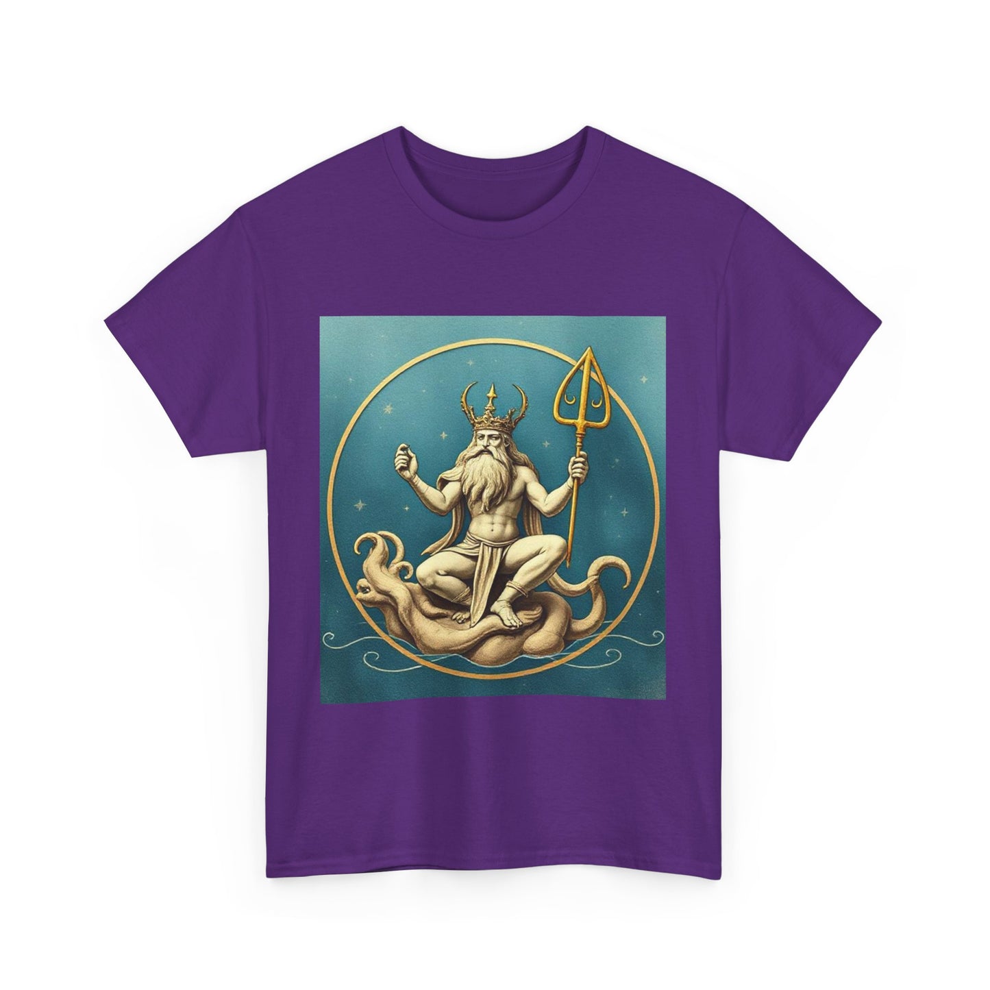 Unisex Heavy Cotton T-Shirt, Aquarius God 3v, Zodiac Design