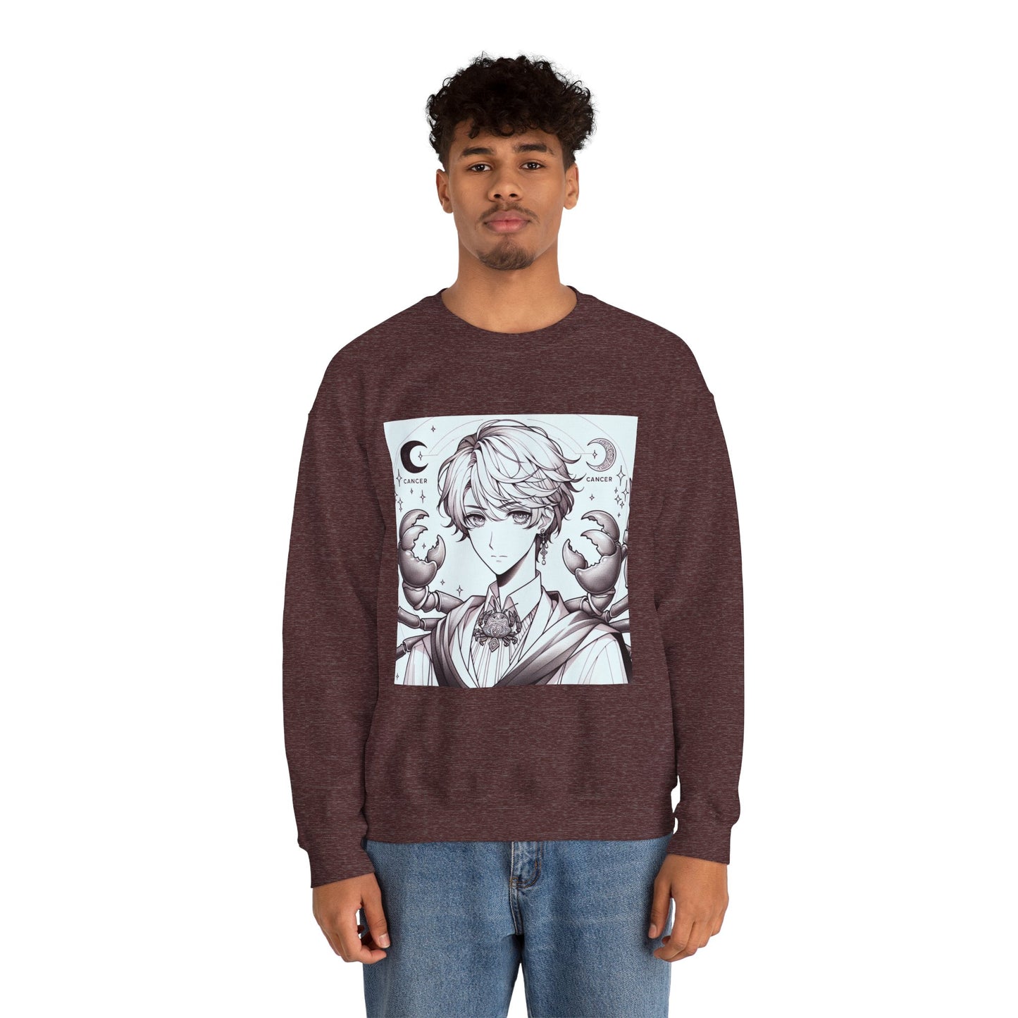 Unisex Heavy Blend™ Crewneck Sweatshirt,Two Moon, Cancer Zodiac Design