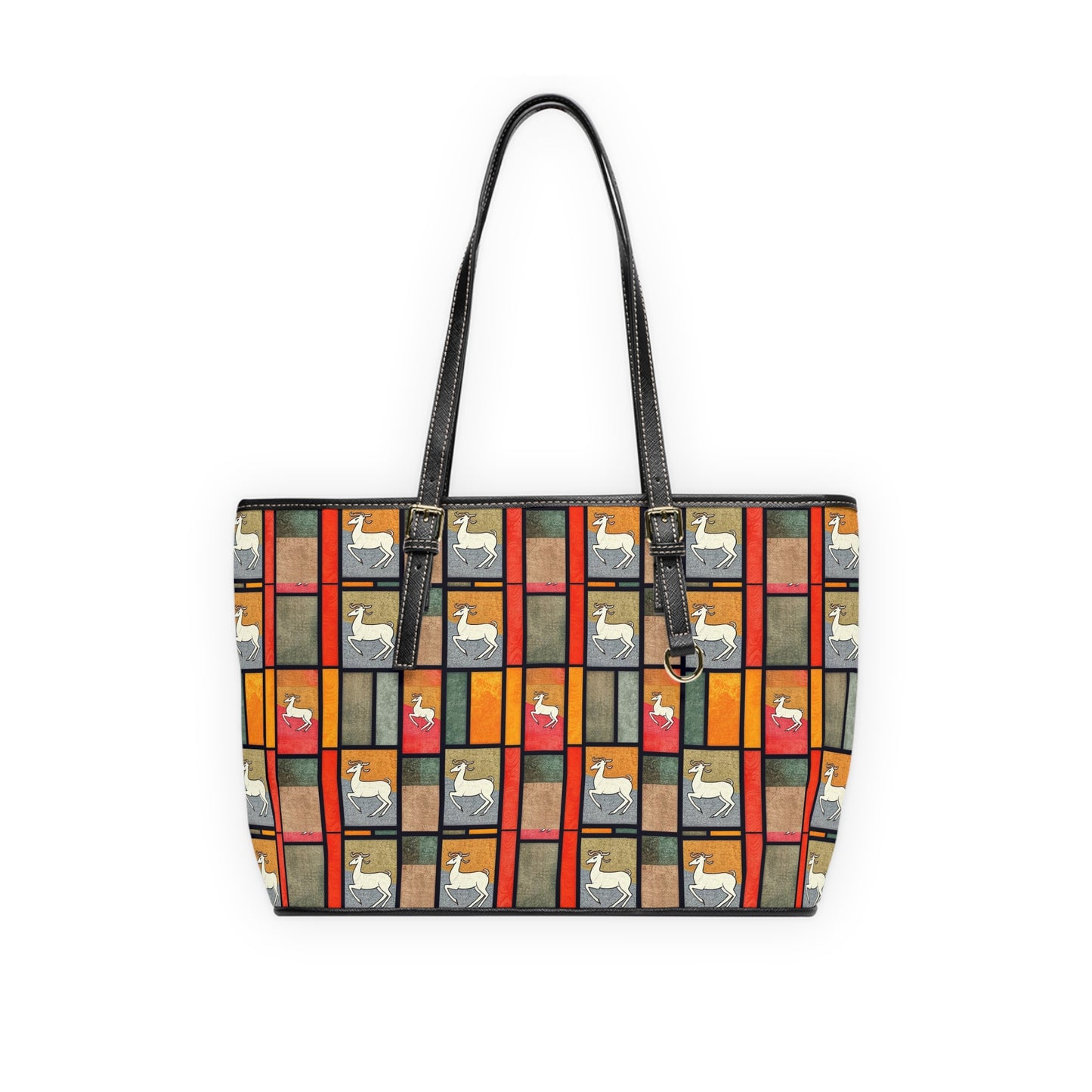 Leather Shoulder Bag, Capricorn, Zodiac v1, Shapes Pattern