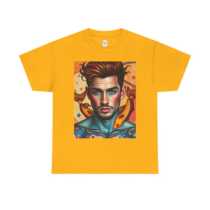 Unisex Heavy Cotton T-Shirt, Pisces, Zodiac v2, Sexy Art