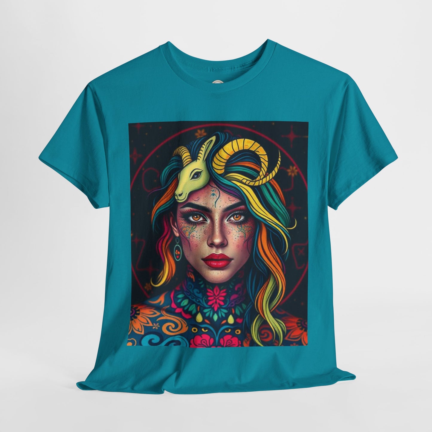 Unisex Heavy Cotton T-Shirt, Capricorn, Zodiac v2, Sexy Art