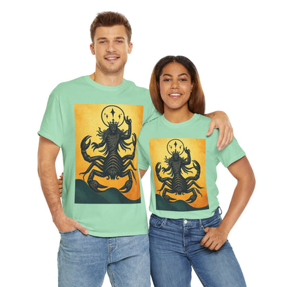 Unisex Heavy Cotton T-Shirt, Scorpion King, Print Art, Scorpio Zodiac Design